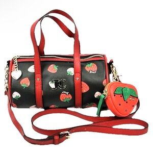 NWT JUICY COUTURE Sweet N Juicy Mini Barrel Crossbody Coin Purse W/ Strawberry